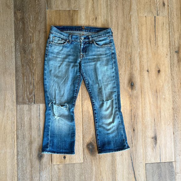 7 For All Mankind Jeans Designer Distressed Busted Knee EUC - Picture 4 of 10